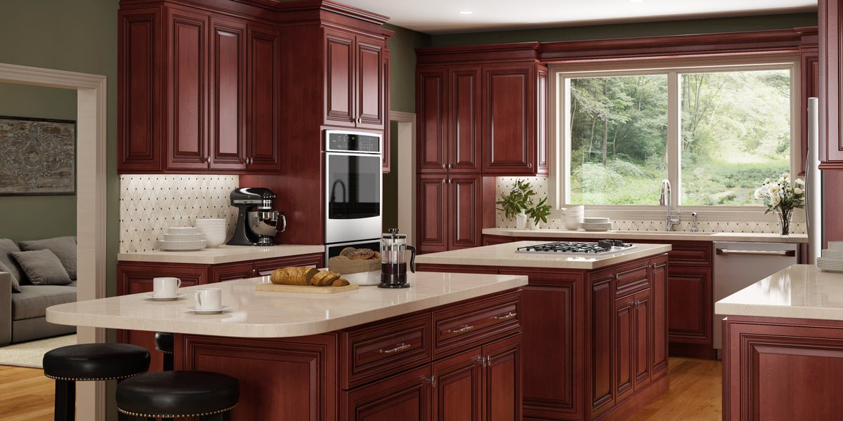 Dark Cherry Kitchen Designs Cherry Cabinets And White Countertops