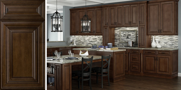 Casselberry Saddle Brown Raised Panel RTA Kitchen Cabinets