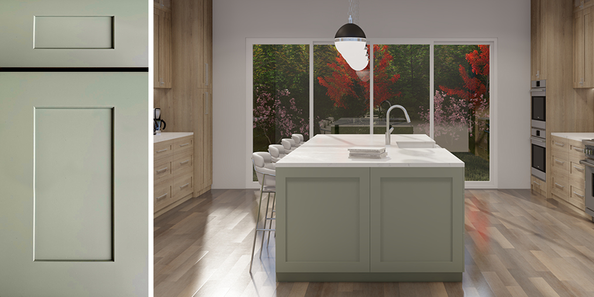 Harbor Green Shaker RTA Kitchen Cabinets – RTA Wood Cabinets