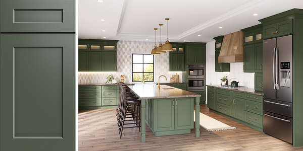 Highlans Shaker Ivy Evergreen Assembled Kitchen Cabinets