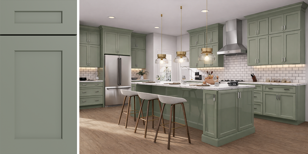 Horizon Sage Shaker RTA Kitchen Cabinets - RTA Wood Cabinets