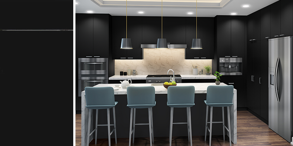 Euro Matte Black RTA Kitchen Cabinets