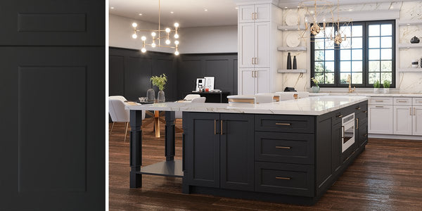 Highland Black Shaker RTA Kitchen Cabinets - Accent color - RTA Wood Cabinets