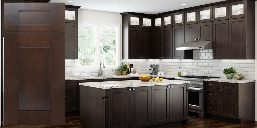 Elegant Espresso Shaker Assembled Kitchen Cabinets - RTA Wood Cabinets