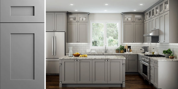 Elegant Dove Gray Shaker Assembled Kitchen Cabinets - RTA Wood Cabinets