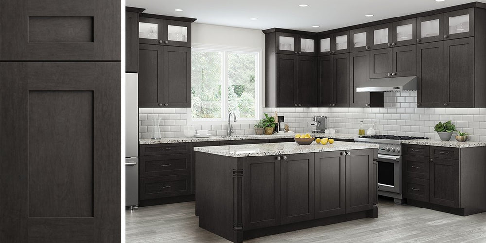 Elegant Smokey Gray Shaker Assembled Kitchen Cabinets - RTA Wood Cabinets