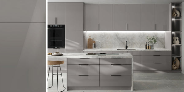 Polar Grey Frameless Assembled Kitchen Cabinets