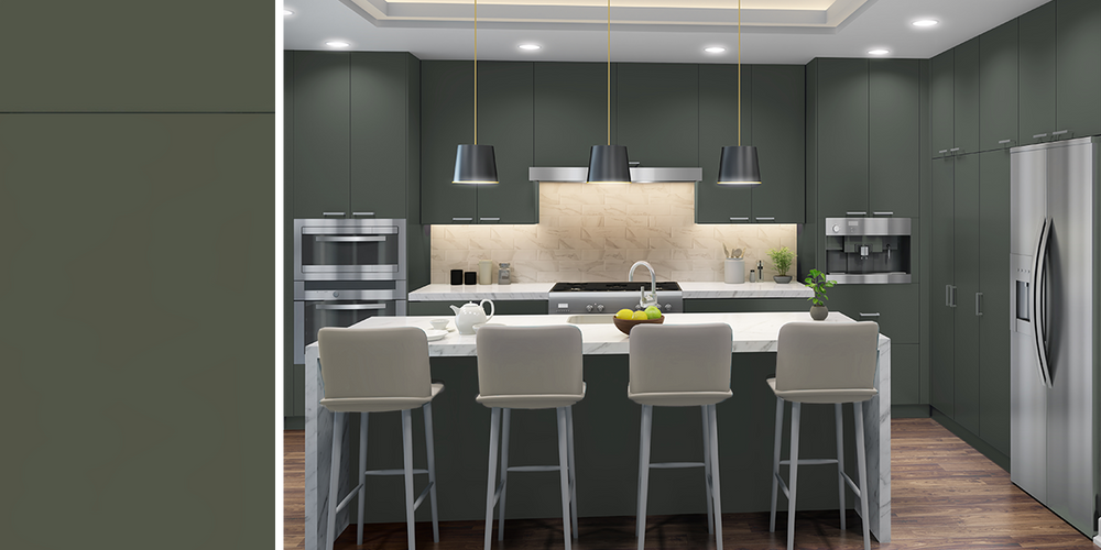 Euro Matte Olive RTA Kitchen Cabinets