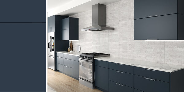 Milano Seaside Blue Frameless Assembled Kitchen Cabinets