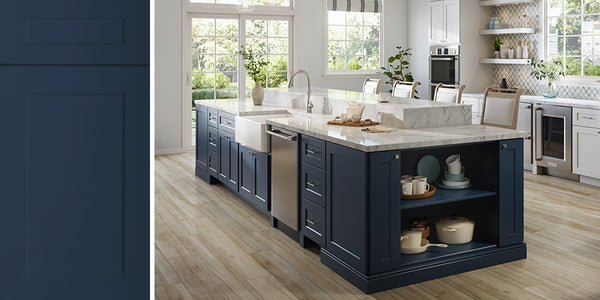 Highland Navy Shaker RTA Kitchen Cabinets - Accent color - RTA Wood Cabinets