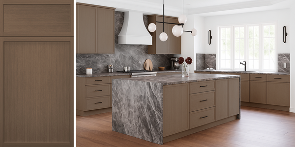 Newport Bourbon Thin Shaker Assembled Kitchen Cabinets - RTA Wood Cabinets