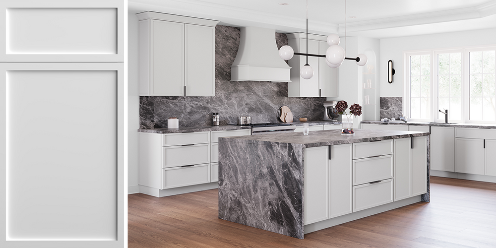 Newport White Thin Shaker Assembled Kitchen Cabinets - RTA Wood Cabinets