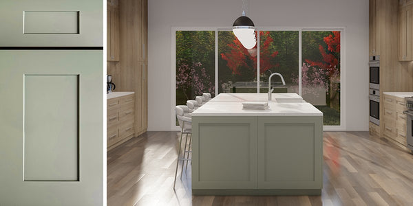 Harbor Green Shaker RTA Kitchen Cabinets - RTA Wood Cabinets