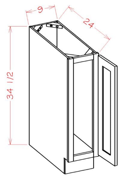 ASG-BT9 Highland Grey Assembled 9" Base Cabinet