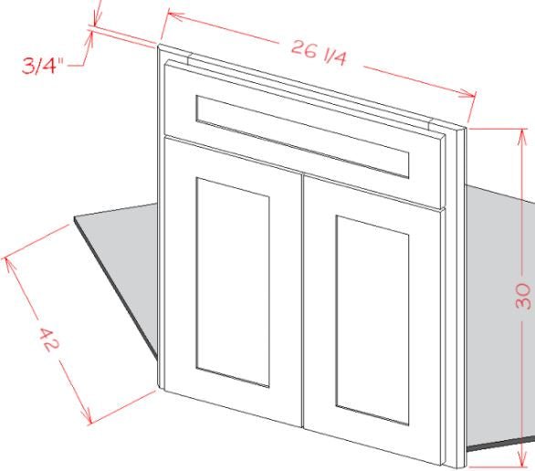 ASG-DCSF42 Highland Grey Assembled 42" Corner Sink Base FrontÂ 