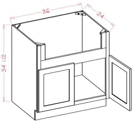 AOM-FSB36 Oxford Mist Assembled 36" Farm Sink Base Cabinet
