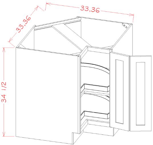 AAIR-LS33 Amesbury Ivory Shaker Assembled 33" Corner Base Cabinet