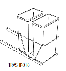 AUBR-TRASHPO18 Upton Brown Recessed Assembled Trash Bin Pullout