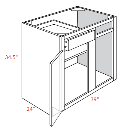 EB22-BLB39/42 Elegant Dove Assembled Corner Base Cabinet