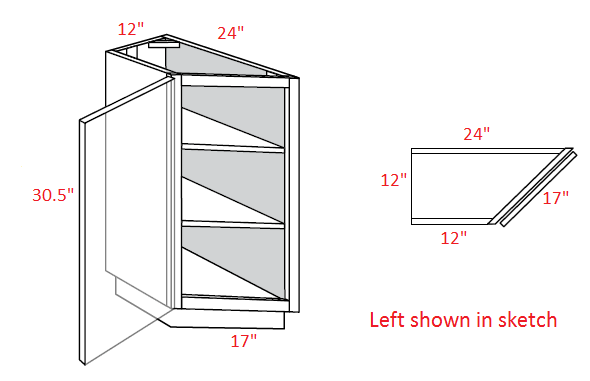 AKEL-TB12L Essex Lunar Assembled 12"Angle Base Cabinet