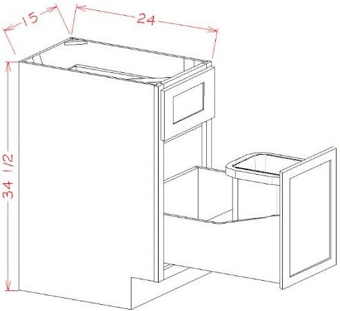 ASI-B15TCPO Highland Ivy Assembled 15" Soft Close Trash Base Cabinet