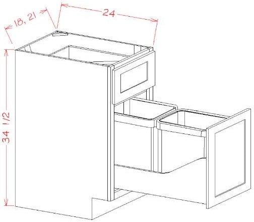 AOS-B18TCPO Oxford Sage Assembled 18" Soft Close Trash Base Cabinet