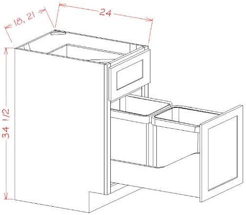 AOM-B18TCPO Oxford Mist Assembled 18"  Soft Close Trash Base Cabinet