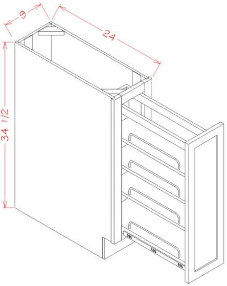 ASG-BT9PO Highland Grey Assembled 9" Spice Base Cabinet