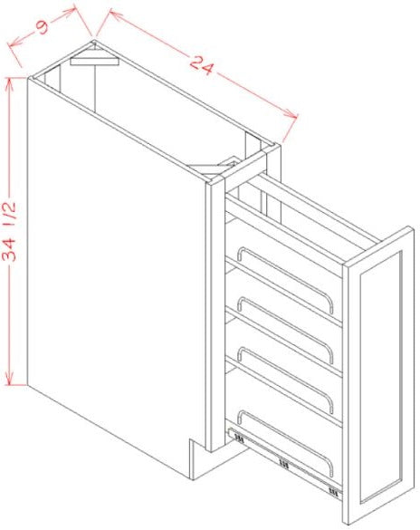 KTR-BF09PO Trenton RTA 9" Spice Base Cabinet