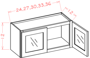 ASEO-W2712GD Haven Ember Assembled 27x12 Wall Cabinet - Prepped For Glass, Finished Matching Interior