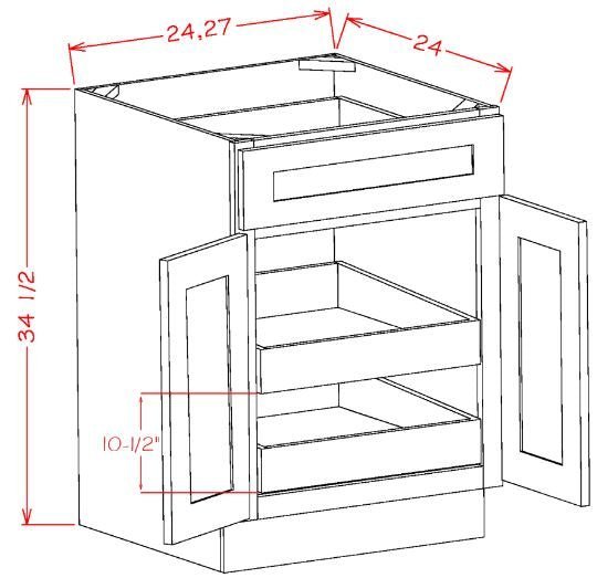AOM-B242RS Oxford Mist Assembled 24" Base Cabinet With Roll Outs