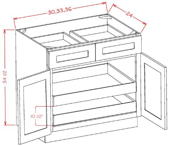 AHD-B332RS Oxford Sage Assembled 33" Base Cabinet With Roll Outs