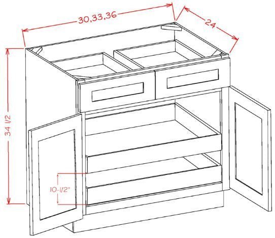 AOT-B362RS Oxford Toffee Assembled 36" Base Cabinet With Roll Outs