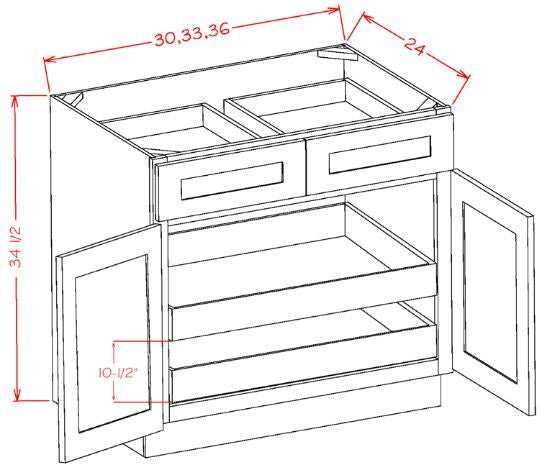 AOM-B362RS Oxford Mist Assembled 36" Base Cabinet With Roll Outs