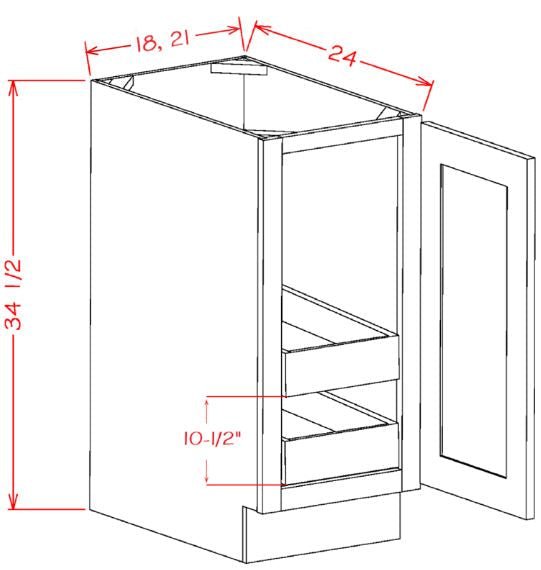 ASW-B18FH2RS Highland White Assembled 18" Base Cabinet With Roll Outs
