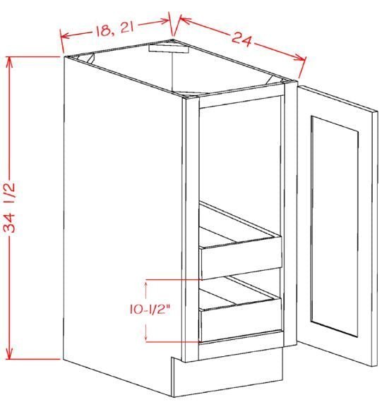 ASEO-B21FH2RS Haven Ember Assembled 21" Base Cabinet With Roll Outs