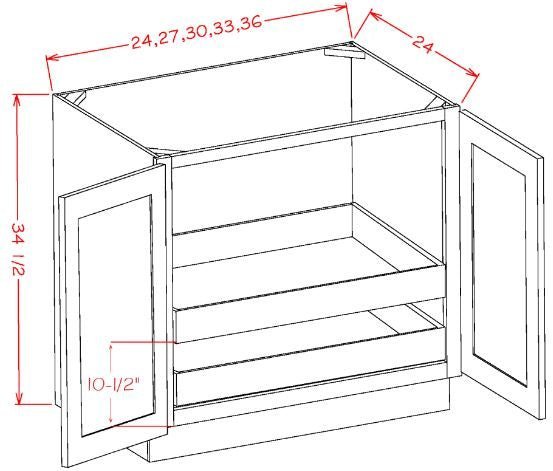 ASEO-B33FH2RS Haven Ember Assembled 33" Base Cabinet With Roll Outs