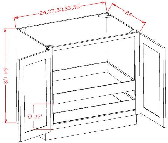 ASW-B27FH2RS Highland White Assembled 27" Base Cabinet With Roll Outs