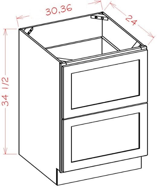 AKED-2DB36 Essex Driftwood Assembled 36" Drawer Base Cabinet