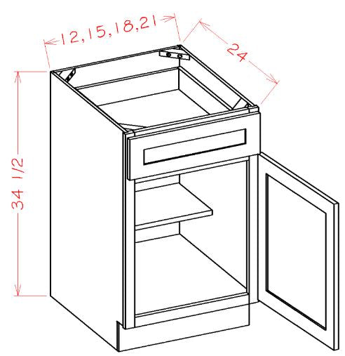 AIR-B21 Amesbury Ivory Shaker RTA 21" Base Cabinet
