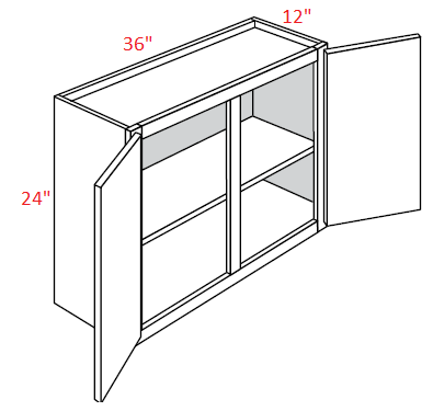 AAWR-W3624 Amesbury White Shaker Assembled 36x24 Wall Cabinet