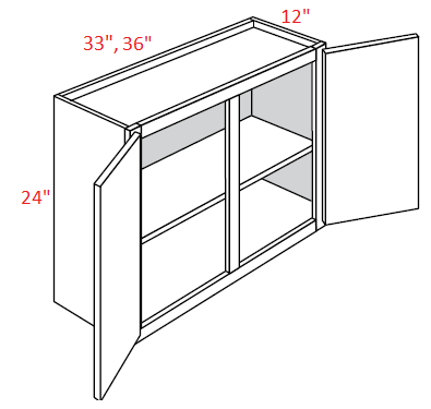 AUBR-W3324B Upton Brown Recessed Assembled 33x24 Wall Cabinet