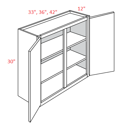 AAIR-W3630 Amesbury Ivory Shaker Assembled 36x30 Wall Cabinet