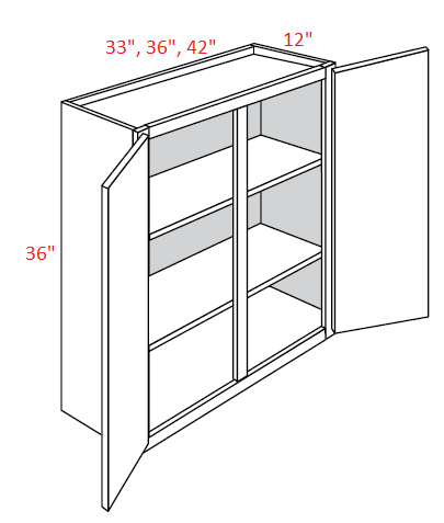 AAWR-W3636 Amesbury White Shaker Assembled 36x36 Wall Cabinet