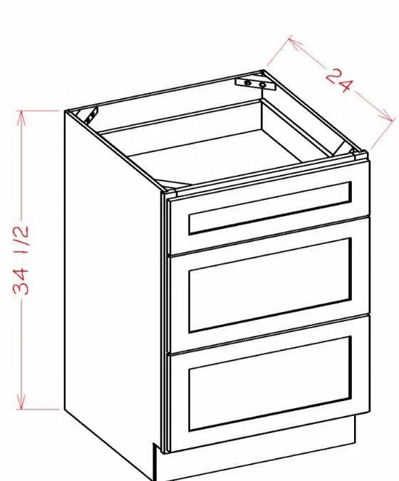 ASN-3DB27 Highland Navy Assembled 27" Drawer Base Cabinet