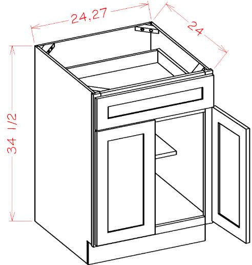 AIR-B27B Amesbury Ivory Shaker RTA 27" Base Cabinet