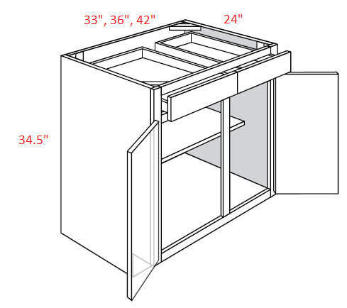 AAIR-B42 Amesbury Ivory Shaker Assembled 42" Base Cabinet