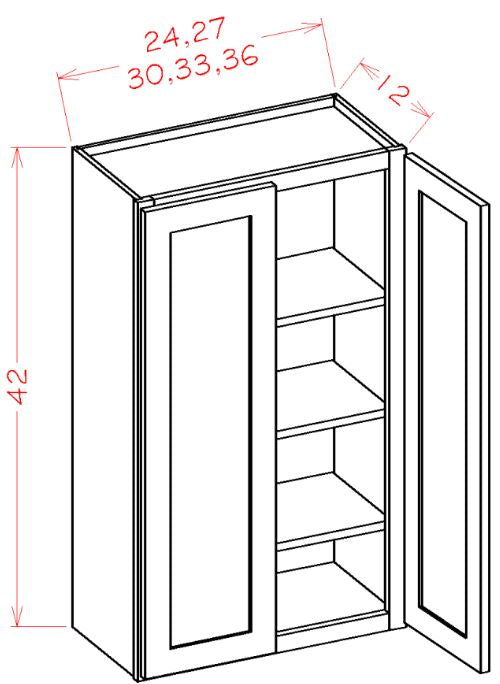 AW-W2442B Amesbury White RTA 24x42 Wall Cabinet