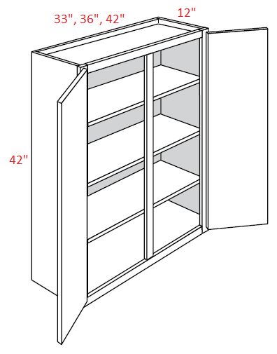 AKED-W4242 Essex Driftwood Assembled 42x42 Wall Cabinet