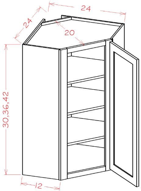 ASD-DCW2430 Highland Dove Grey Assembled 24x30 Wall Diagonal Corner Cabinet